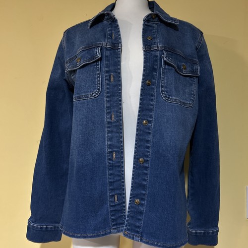 KUT Blue Denim Long Sleeve Button-Up Pocket Romy Shirt Jacket Large Nordstrom - Picture 3 of 7