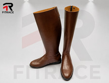 Men Brown Leather Riding Boots Tall Equestria...