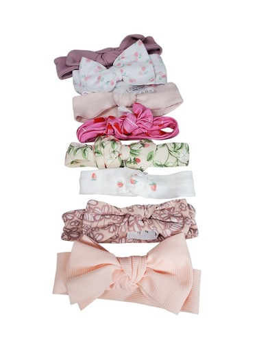 Baby Girl Bow Lot Of 8 Floral Strawberry Pink Yellow White Fashion Princess 