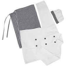  Children's Cooking Set Costume for Kids Chef Hat and Apron Toddler Coat