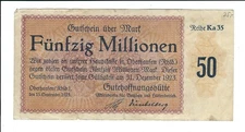 Emergency money - Oberhausen - Gutehoffigungshütte - large emergency money - 50 million Mark - 1923