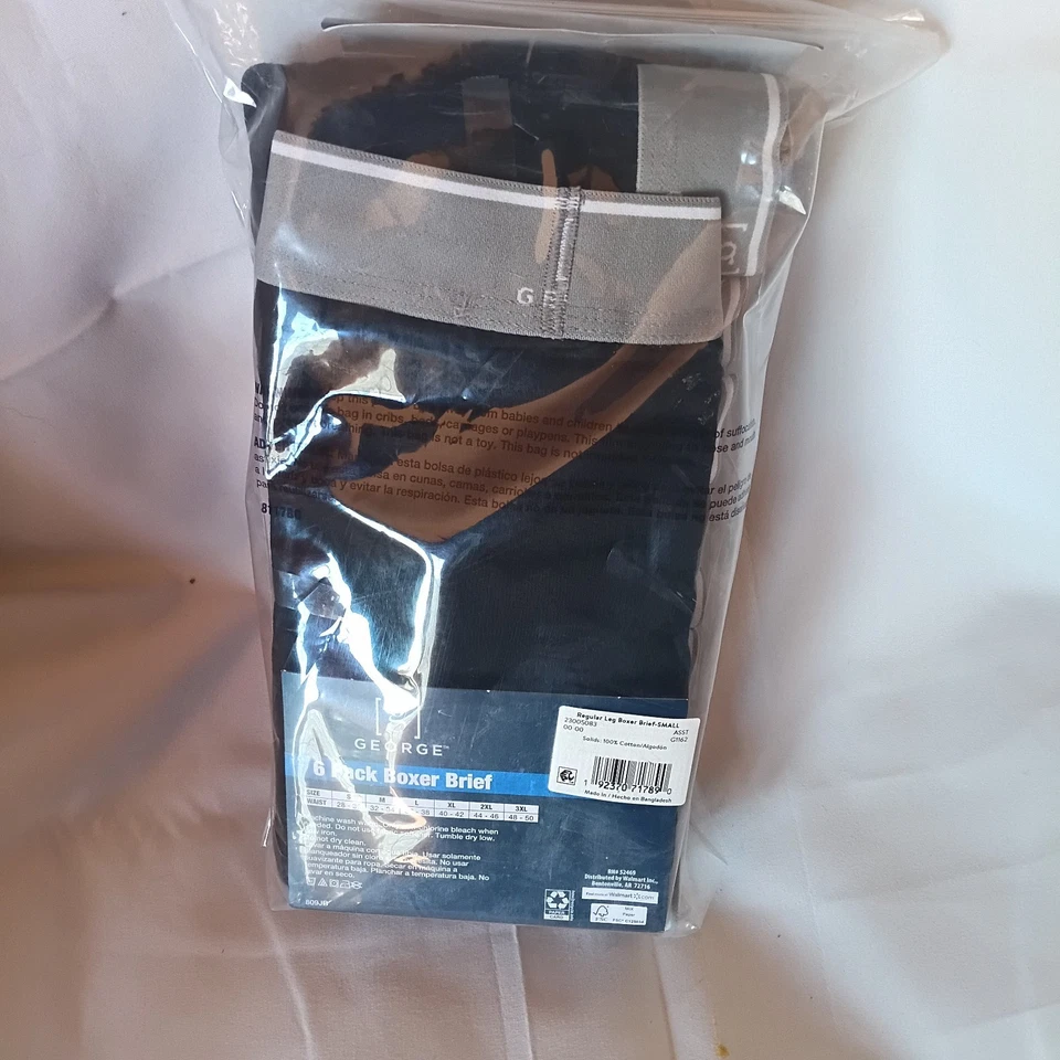 Paquete de 6 calzoncillos boxer George para hombre etiqueta libre absorción de humedad pierna regular talla 2X (44-46) Foto 2 de 3