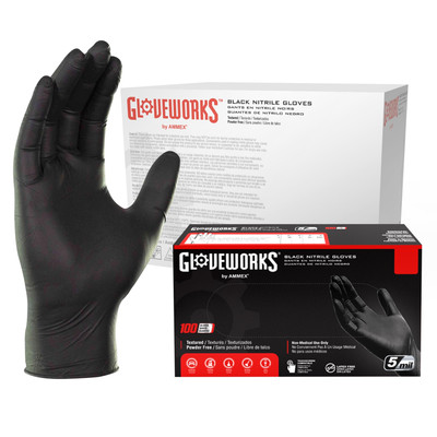 1000 Pack Medium Nitrile Gloves Black 5 Mil Protective for Auto Detailing Cle...