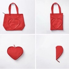 NWT Victoria  s Secret Heart Foldable Tote Bag   Rare  Adorable 