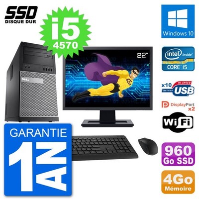 PC tour DELL 9020 Bildschirm 22 '' Intel Core i5-4570 RAM 4Go SSD 960Go Windows