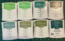 Lot 8 Green Stampin Up Classic Ink Stamp Pad Juicy Inkpads Retired Linen Flip