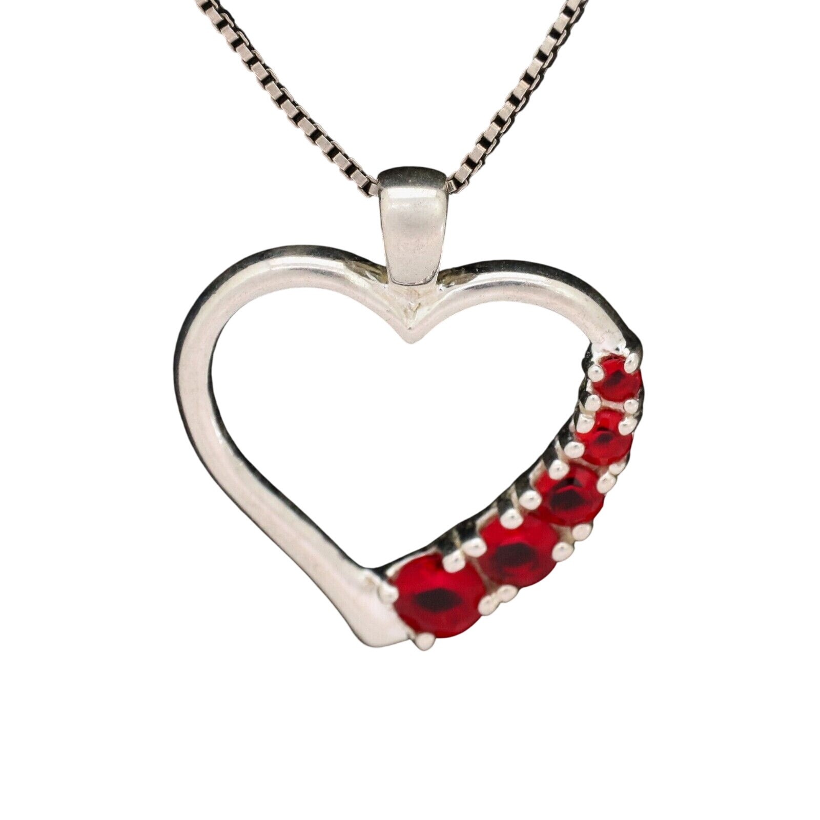 Simulated Lab Created Ruby Heart Pendant | Vintag… - image 4