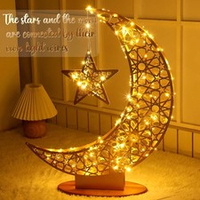 Large Ramadan Light Decoration Moon Stand Metal Eid Ramadan Crescent Star  Moon