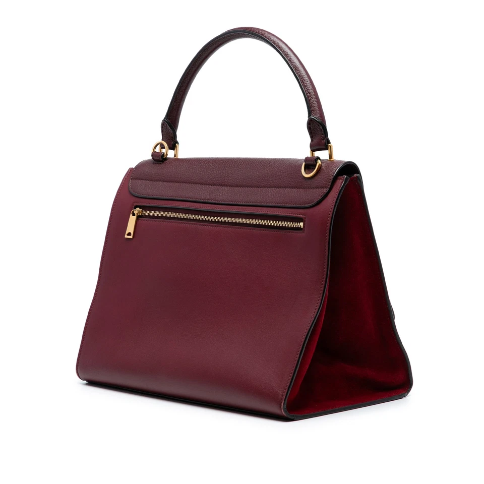 Cartera Autenticada Celine Mediana Trapecio Rojo Borgoña Cuero de Becerro Foto 2 de 4