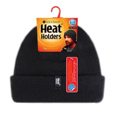 Heat Holders - Mens 3.6 tog Fleece Lined Thermal Turn Over Cuff Beanie Hat