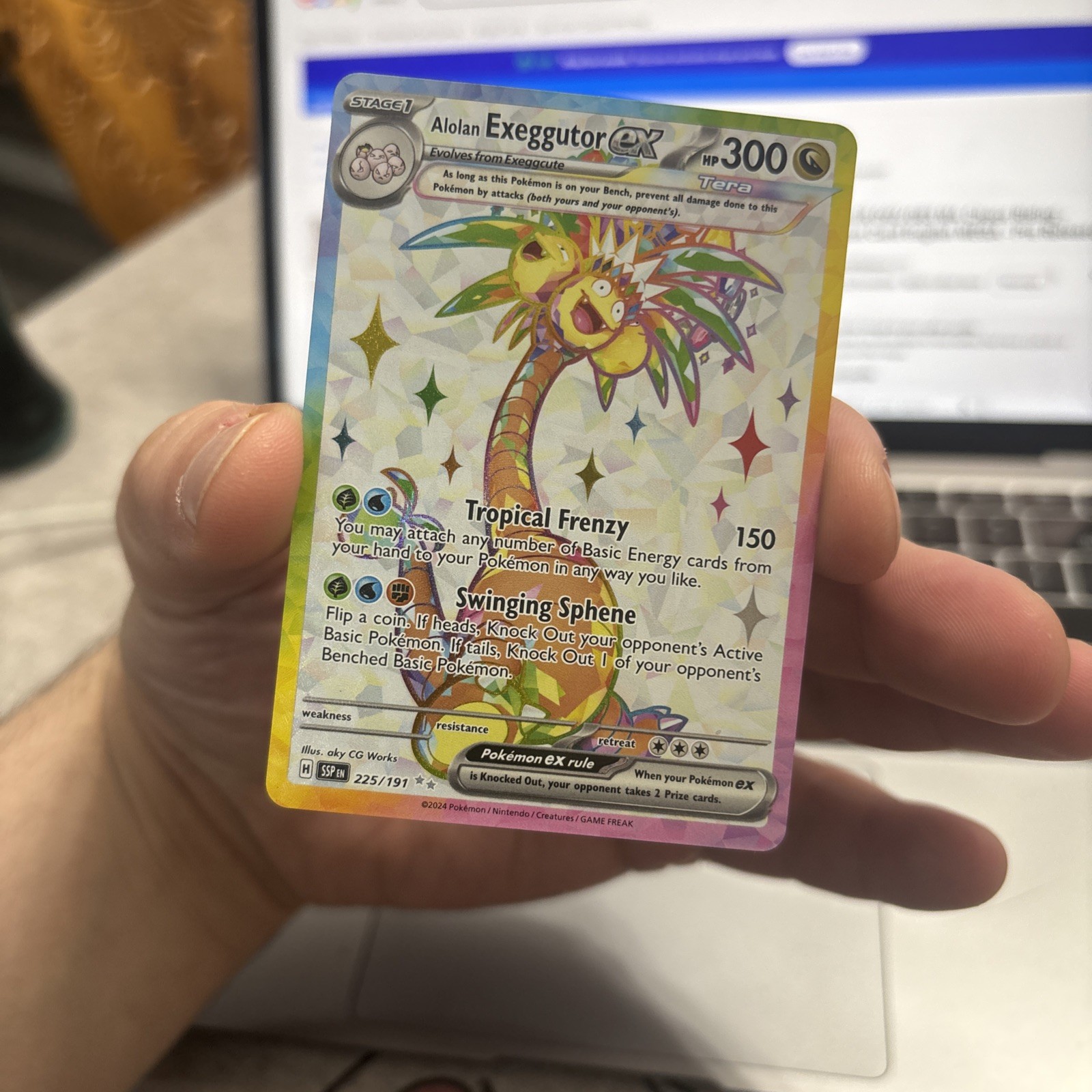 Pokémon TCG Alolan Exeggutor EX 225/191 Surging Sparks Holo Ultra Rare Card