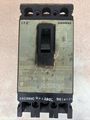 ED23S100A SIEMENS I-T-E TYPE ED2 CIRCUIT BREAKER 100 AMP 240V 3-POLE SEE PICS
