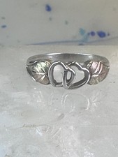 Black Hills Gold ring heart love band Valentine leaves size 6.50 sterling silver