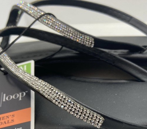 West Loop women’s sandals rhinestones Black Flats Cushioned Insole Med 7/8 NWT - Picture 10 of 10