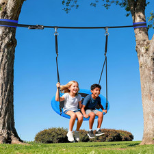 Slackline Swing Sets for Backyard, 40" Saucer Swing Set between Trees, Outdoor P