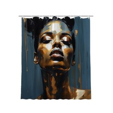 Black Girl Shower Curtain African Elegant Feminine, Drip Paint Technology, Su...