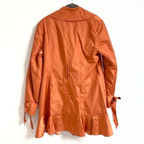 NEU Cole Haan einreihiger Rüschen Nylon orange Trenchcoat Jacke Größe Large - Bild 3 von 11
