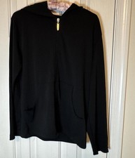 Cozy Black Zip-Up Hoodie Small Polyester Lightweight