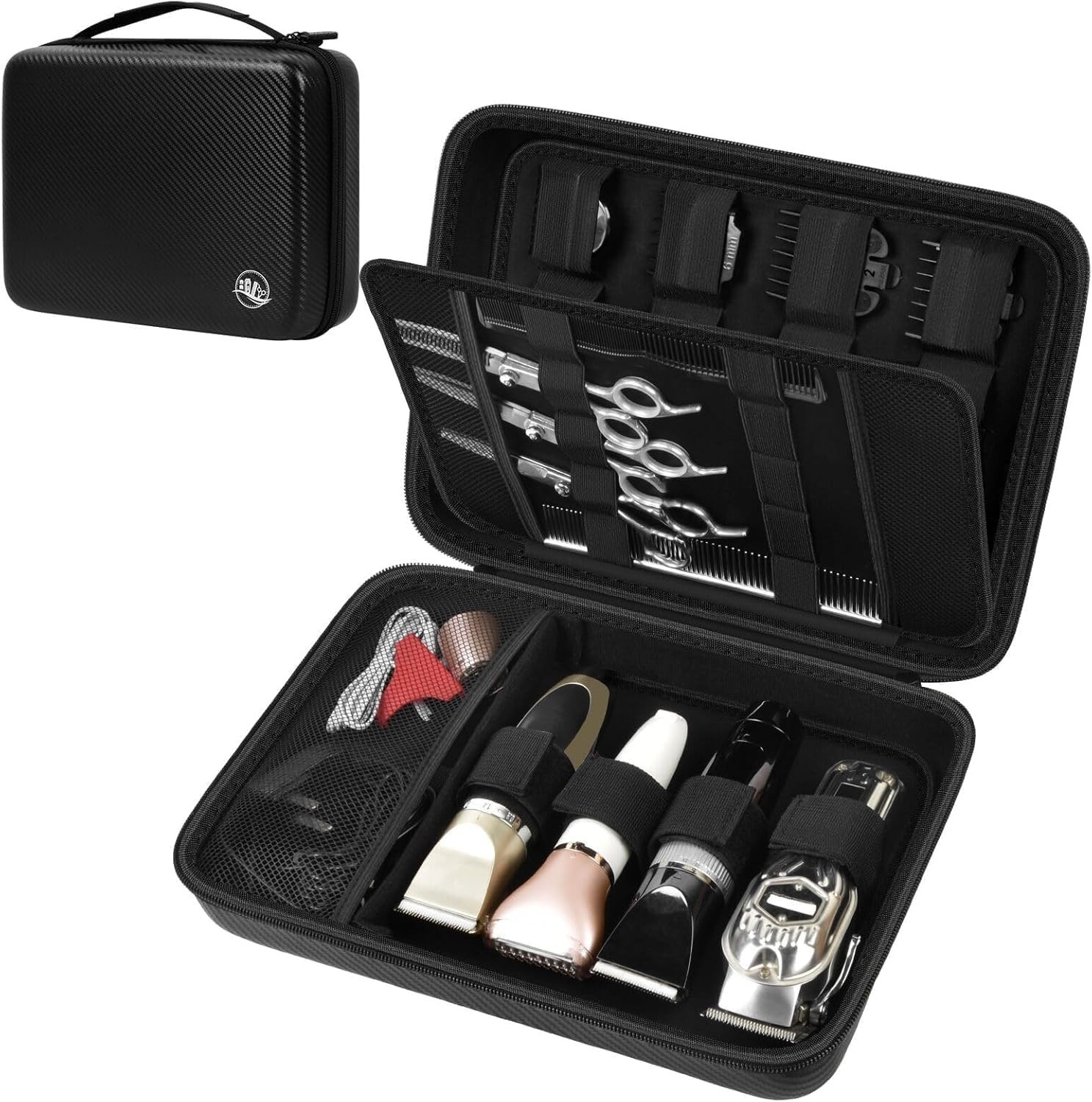 Professional Barber Clipper Travel Case with Storage for Haircutting Tools  