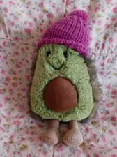 Retired Jellycat Cozi Avocado W/Fuschia Knit Hat