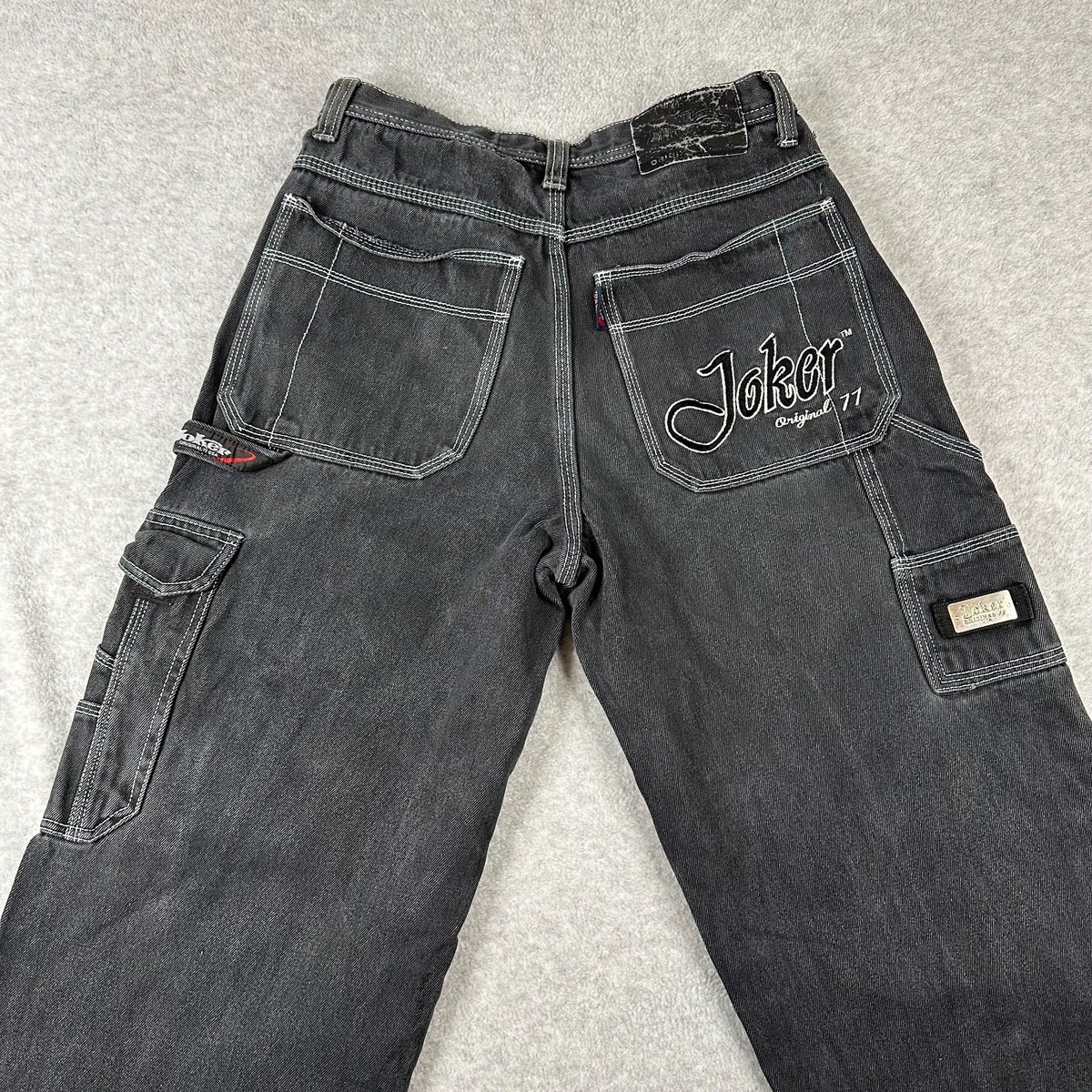 Vintage Joker Cargo Jeans Mens 32 Black Gray Baggy ORIGINAL 77