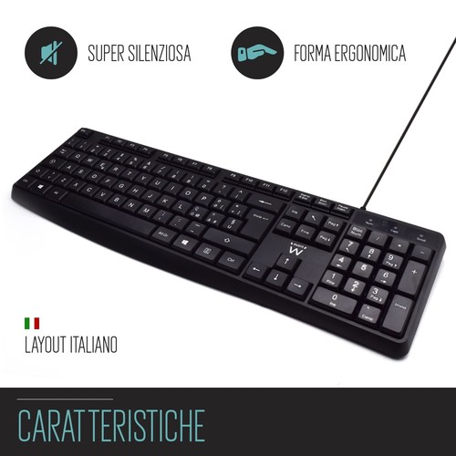 Tastiera cablata USB con digitazione silenziosa Layout QWERTY Italiano per PC - Foto 16 di 24