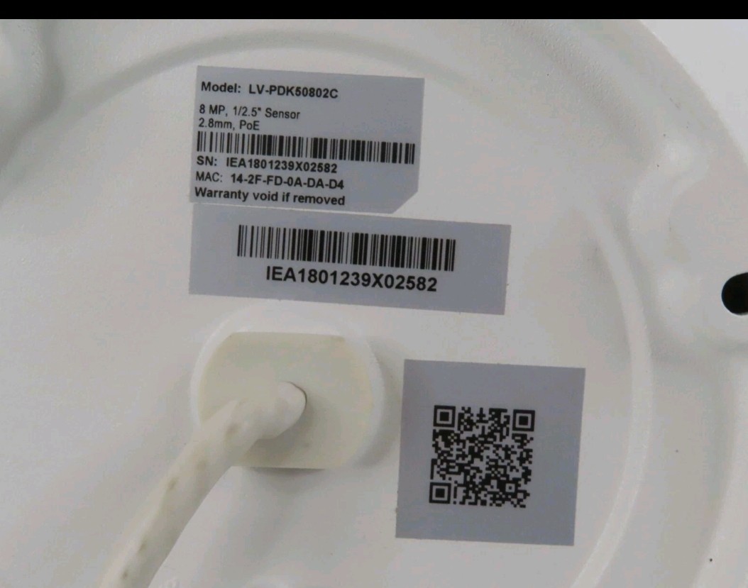  LAVIEW LV-PDK50802C 8MP 2.8MM MATRIX IR NETWORK PoE DOME CAMERA