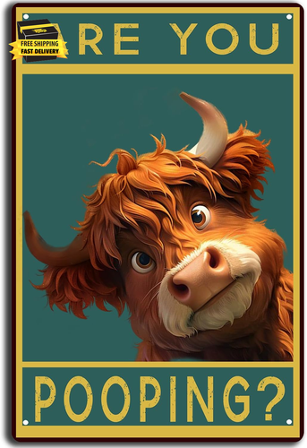 macago Targa in metallo con scritta in lingua inglese Highland Cow Are