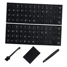 English Keyboard Stickers 5 in English White Letter/Black Background