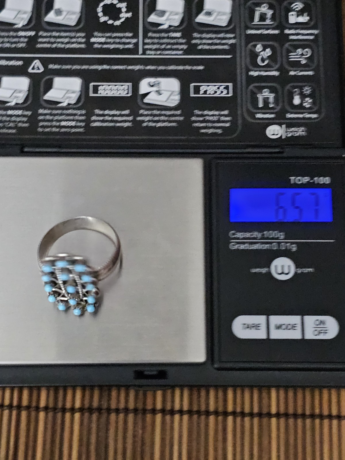 Sterling Silver Zuni Turquoise Silver Ring (Vinta… - image 14