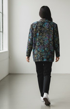 ALEX Evenings 2-Piece Floral Glitter Jacket Top Set Black Shimmer NWT Size L
