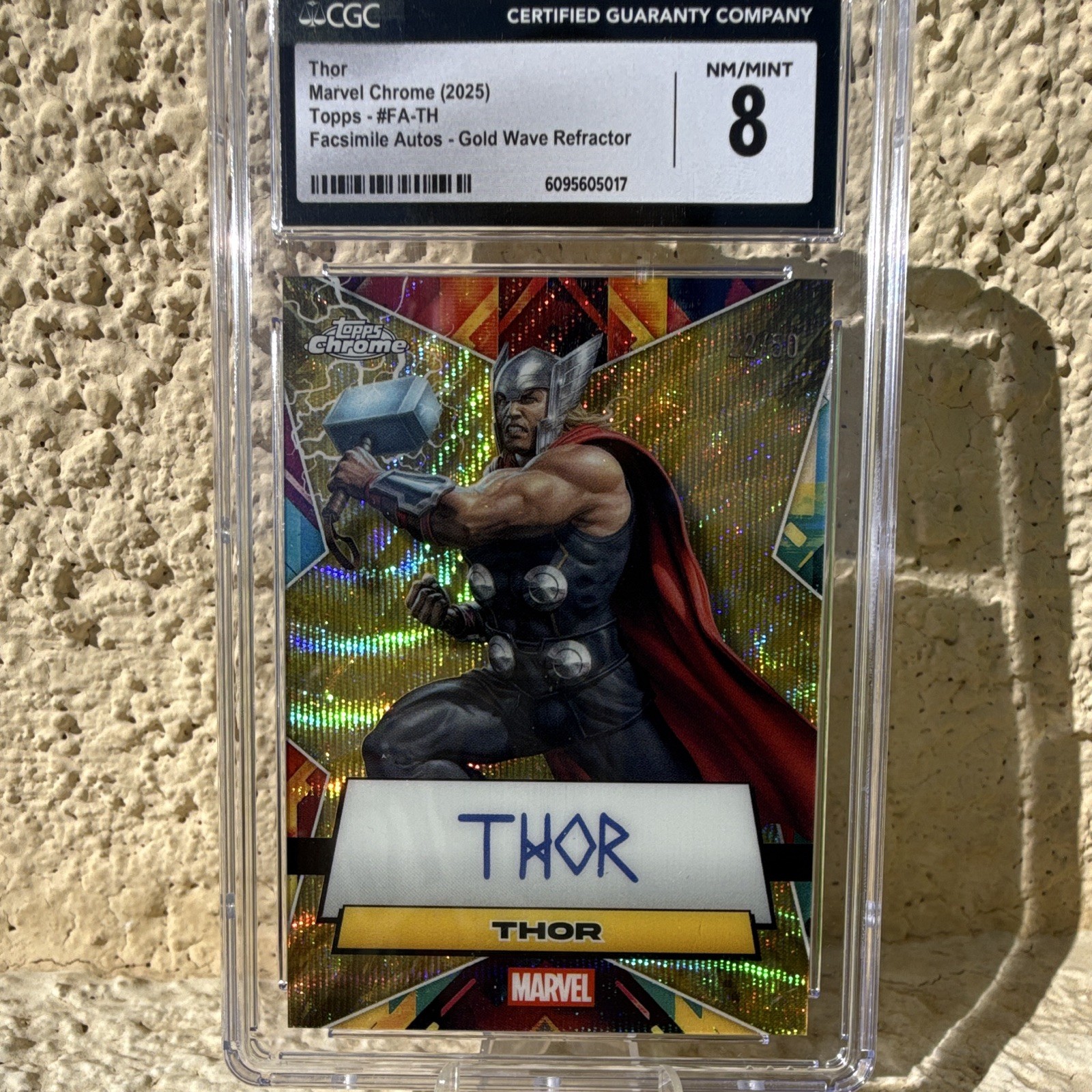 Topps 2025 Marvel Chrome Thor Facsimile Autos Gold Wave Refractor #FA-TH CGC 8