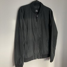 Hollister Bomber Jacket Mens Large Black Lightweight Coat Windbreaker