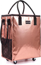 Grocery Bag Rolling Tote Bag on Wheels, Shopping Bag with Wheels Handle  Reusab
