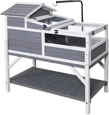 3-Room Wooden Tortoise Habitat with Balcony & Storage for Indoor/Outdoor Use