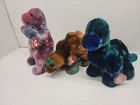 VTG TY Beanie Buddy Dinosaurs Bronty Steg Rex Brontasaurus Stegasaurus Tie Dye
