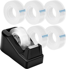 Desktop Tape Dispenser, 1 Pack Tape Holder with 6 Rolls Transparent Rolls Weight