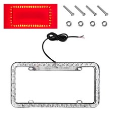 License Plate Frame 12V 48 LED Red Waterproof Bright Acrylic for Car ATV Truck