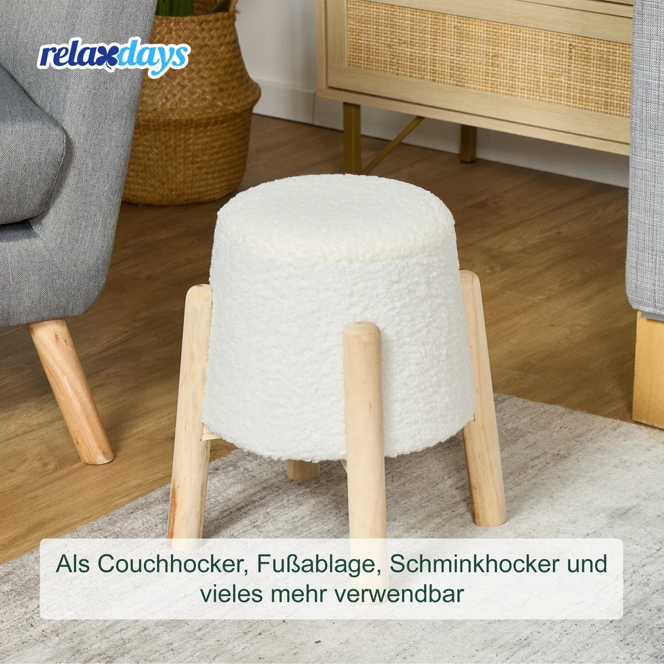 Sitzhocker Hocker Polsterhocker Stoffhocker Couchhocker Fellhocker Teddyfell - Bild 2 von 4
