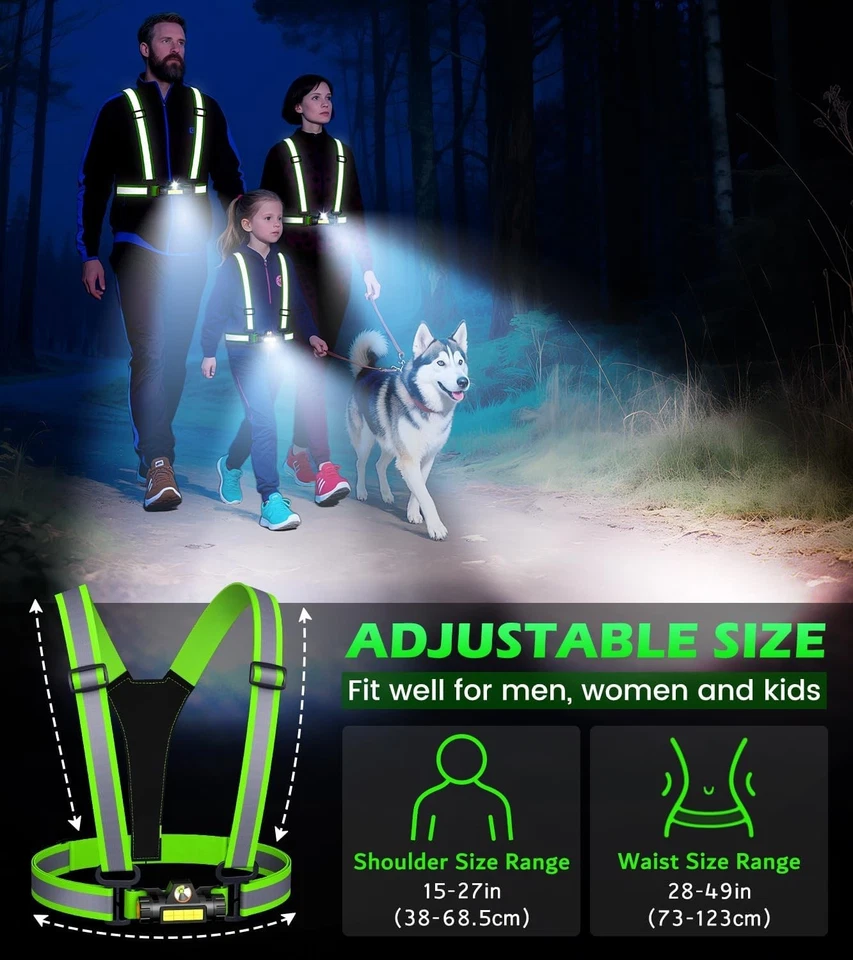 Running Lights for Runners,90°Adjustable LED Reflective Vest Running Gear,Rechar - Image 4 of 4