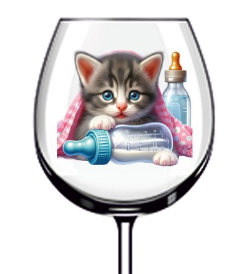 12x bunte Baby Kätzchen Katze Vinyl Aufkleber Abziehbild Becher Weinglas Flasche Tasse