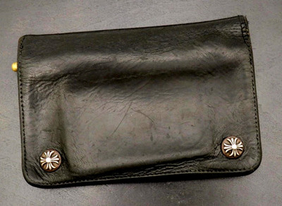 クロムハーツ　2 zip wallet Chrome Hearts 2ZIP Wallet Silver x Leather Black Bifold Cross