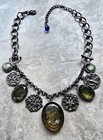 Lovely! 1928 Signed Ornate Victorian Charm Necklace Cameo Pendant Antique Repro  — photo 6