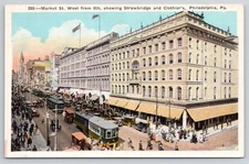 Philadelphia Pennsylvania PA Market St Strawbridge Clothiers Store Flag Postcard