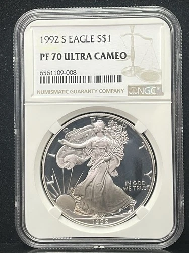 1992-S (PF70 Ultra Cameo) 1 oz Proof American Silver Eagle $1 NGC