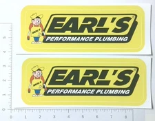 Pair of Earl's Performance Plumbing Racing Sponsor Advertising Stickers Decals