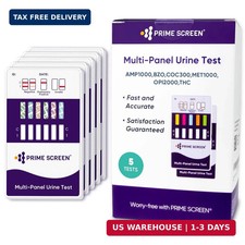 Prime Screen 5 Pack 6 Panel Urine Drug Test Kit (THC-Marijuana, BZO-Benzos, ME
