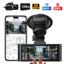 REDTIGER Dash Camera 4K Front and Rear, Touch Screen 3.18 Inch, Free 128GB Card