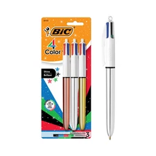 BIC 4-Color Shine Retractable Ballpoint Pen Medium Point 1.0mm Assorted Inks ...