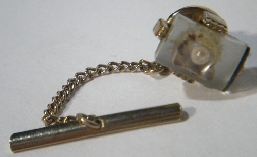 Vintage Faux Pearl Oyster Shell Mini Small Miniature Tie Pin Acrylic SWANK